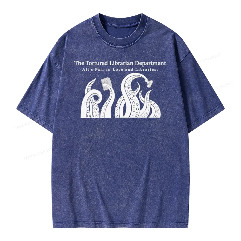 Pagewings The Tortured Librarian Department Unisex Washed T-shirt