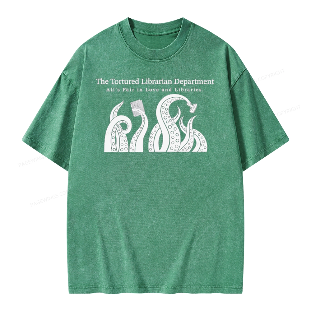 Pagewings The Tortured Librarian Department Unisex Washed T-shirt