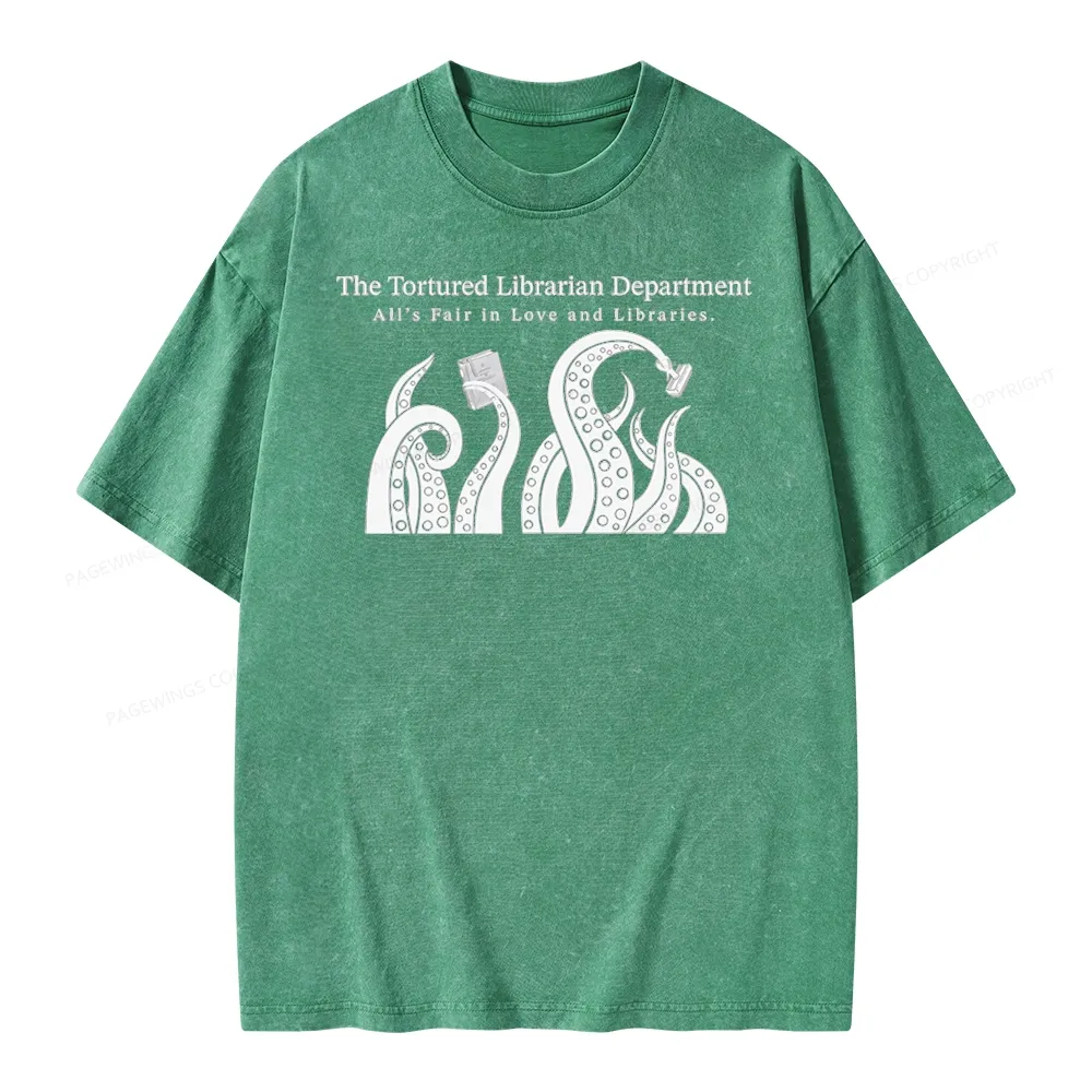 Pagewings The Tortured Librarian Department Unisex Washed T-shirt