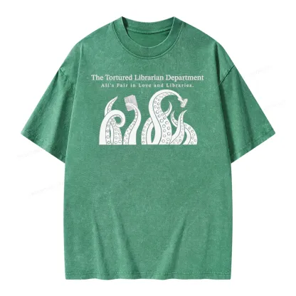 Pagewings The Tortured Librarian Department Unisex Washed T-shirt