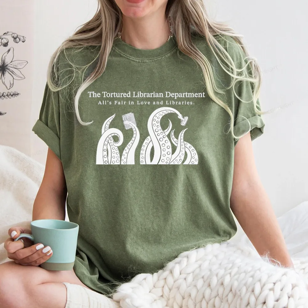 Pagewings The Tortured Librarian Department Unisex Washed T-shirt