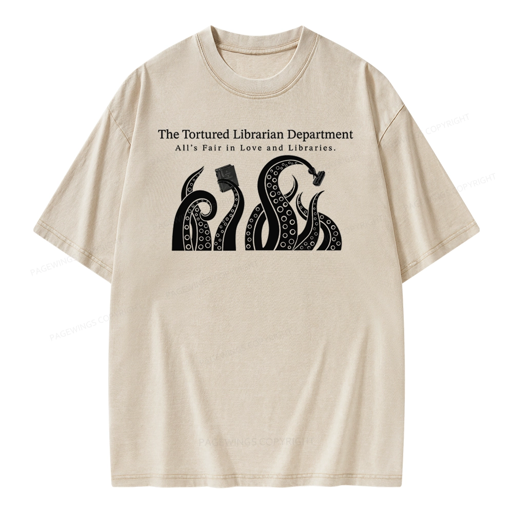 Pagewings The Tortured Librarian Department Unisex Washed T-shirt