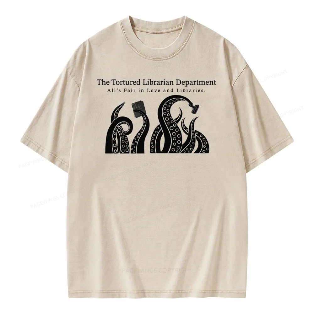 Pagewings The Tortured Librarian Department Unisex Washed T-shirt