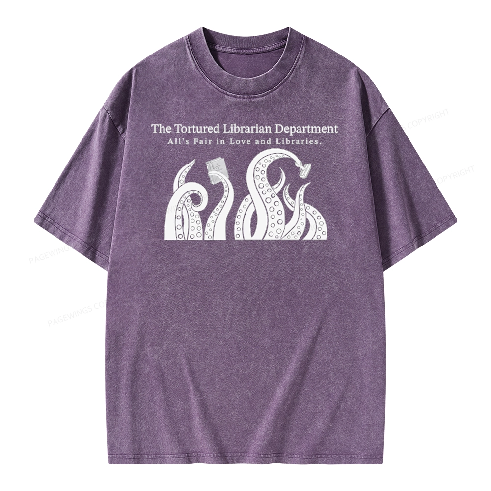 Pagewings The Tortured Librarian Department Unisex Washed T-shirt