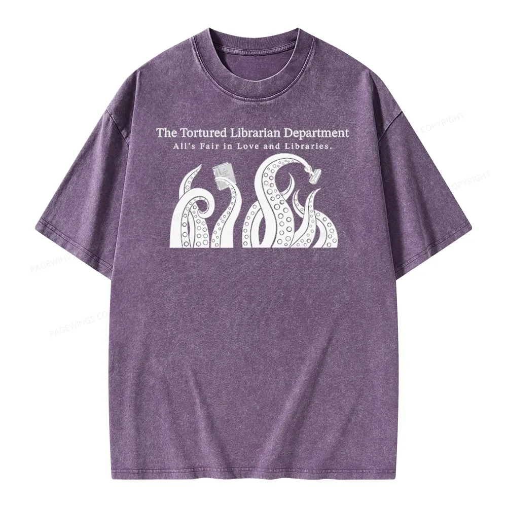 Pagewings The Tortured Librarian Department Unisex Washed T-shirt