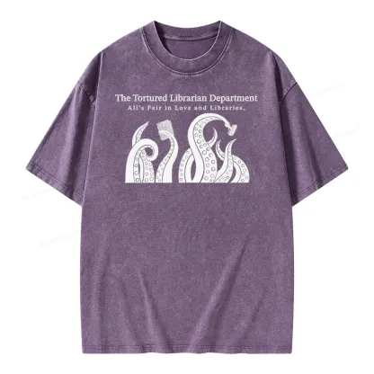 Pagewings The Tortured Librarian Department Unisex Washed T-shirt