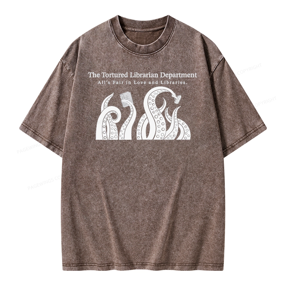 Pagewings The Tortured Librarian Department Unisex Washed T-shirt