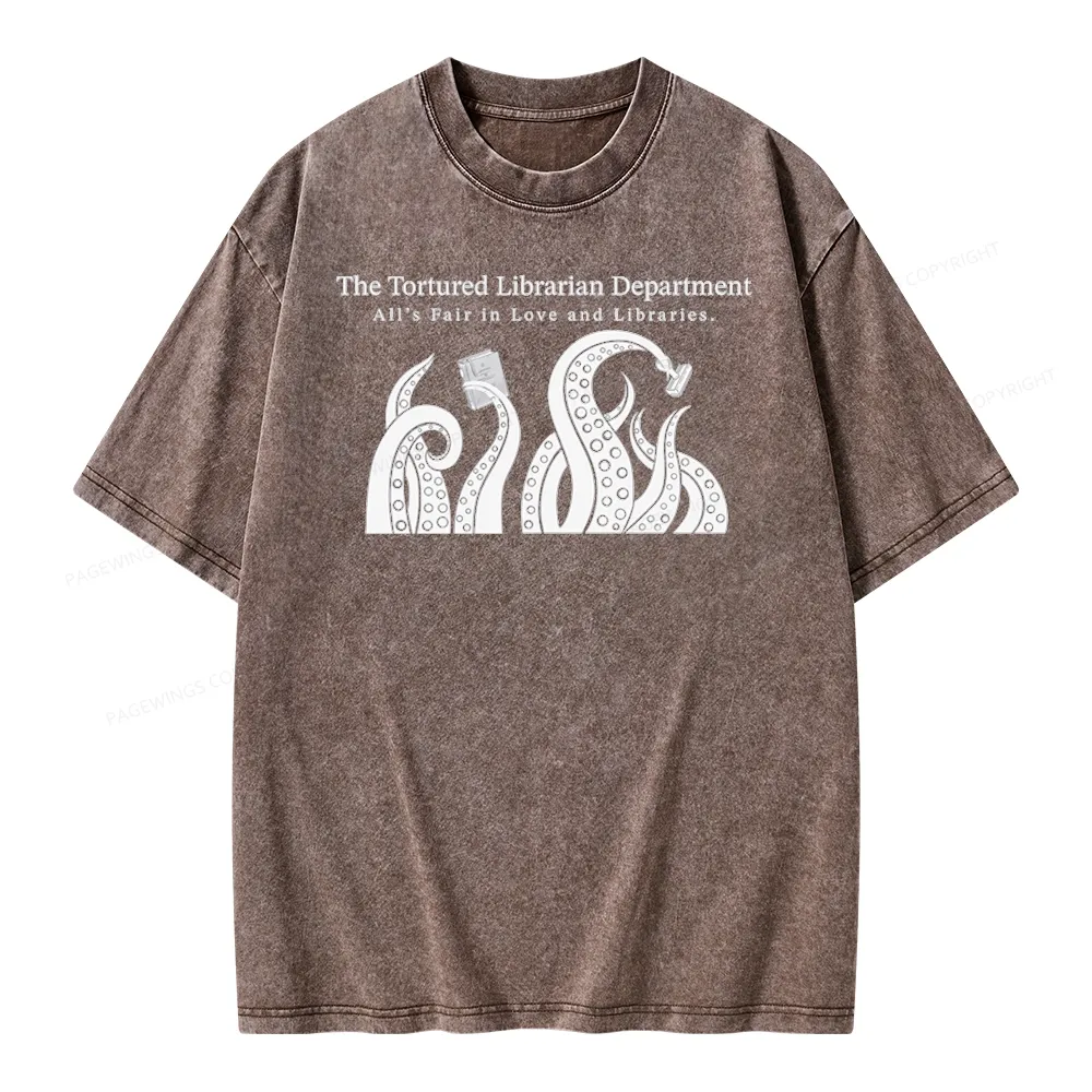 Pagewings The Tortured Librarian Department Unisex Washed T-shirt