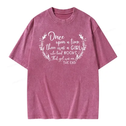 Pagewings There Was A Girl Who Loved Books Unisex Washed T-shirt