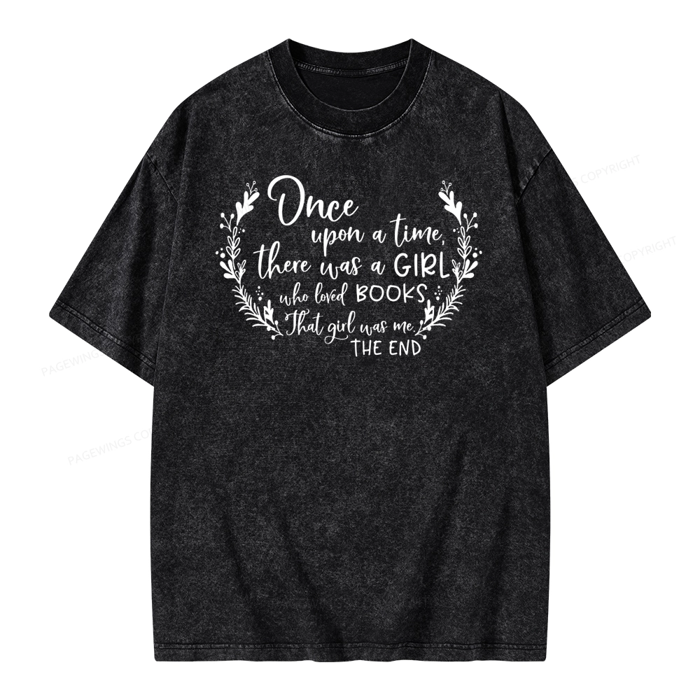 Pagewings There Was A Girl Who Loved Books Unisex Washed T-shirt