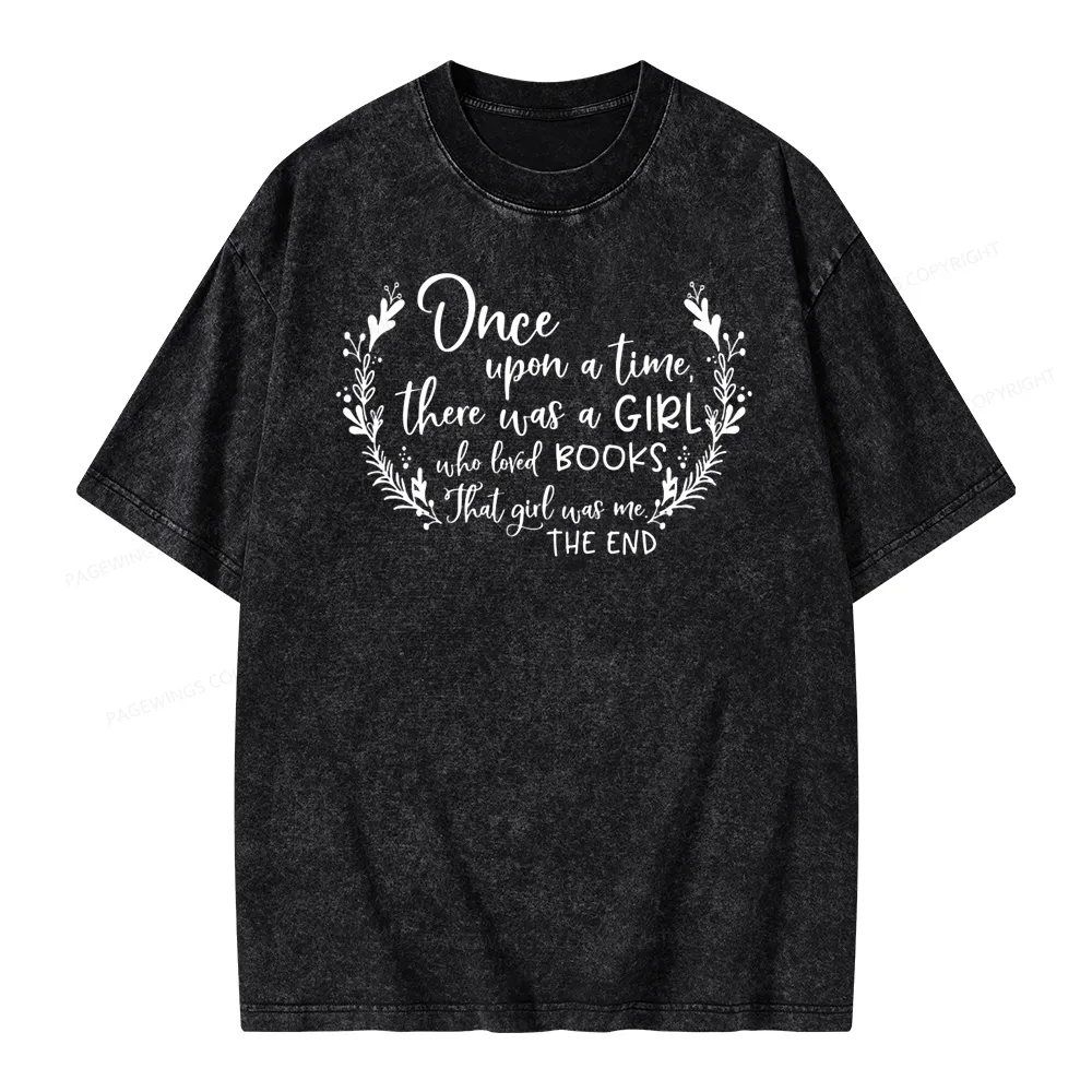 Pagewings There Was A Girl Who Loved Books Unisex Washed T-shirt