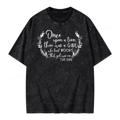 Pagewings There Was A Girl Who Loved Books Unisex Washed T-shirt