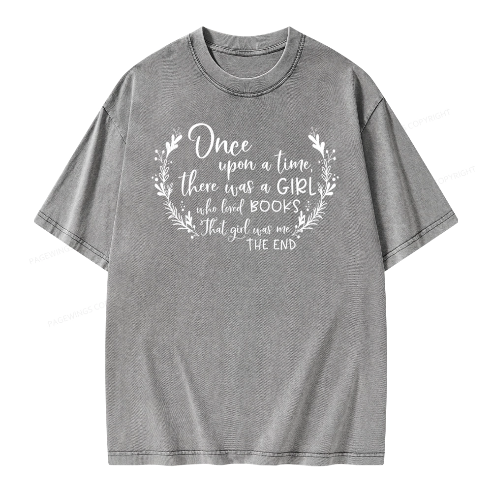 Pagewings There Was A Girl Who Loved Books Unisex Washed T-shirt