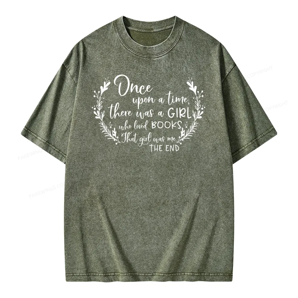 Pagewings There Was A Girl Who Loved Books Unisex Washed T-shirt