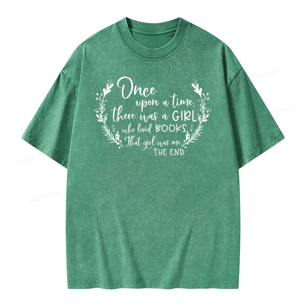Pagewings There Was A Girl Who Loved Books Unisex Washed T-shirt