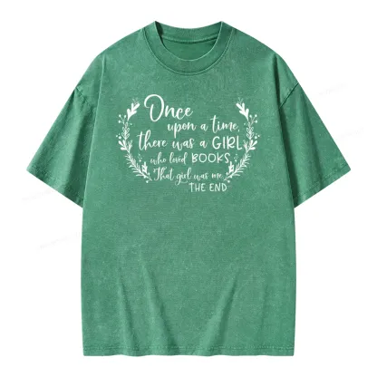 Pagewings There Was A Girl Who Loved Books Unisex Washed T-shirt