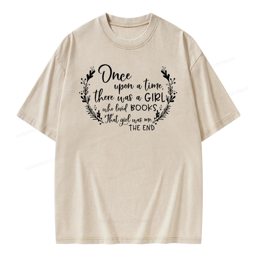 Pagewings There Was A Girl Who Loved Books Unisex Washed T-shirt