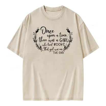 Pagewings There Was A Girl Who Loved Books Unisex Washed T-shirt