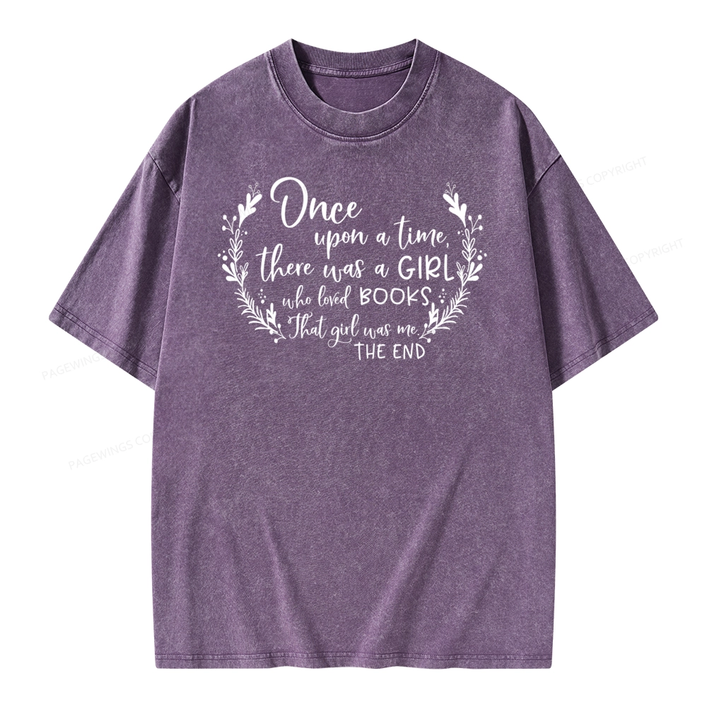 Pagewings There Was A Girl Who Loved Books Unisex Washed T-shirt