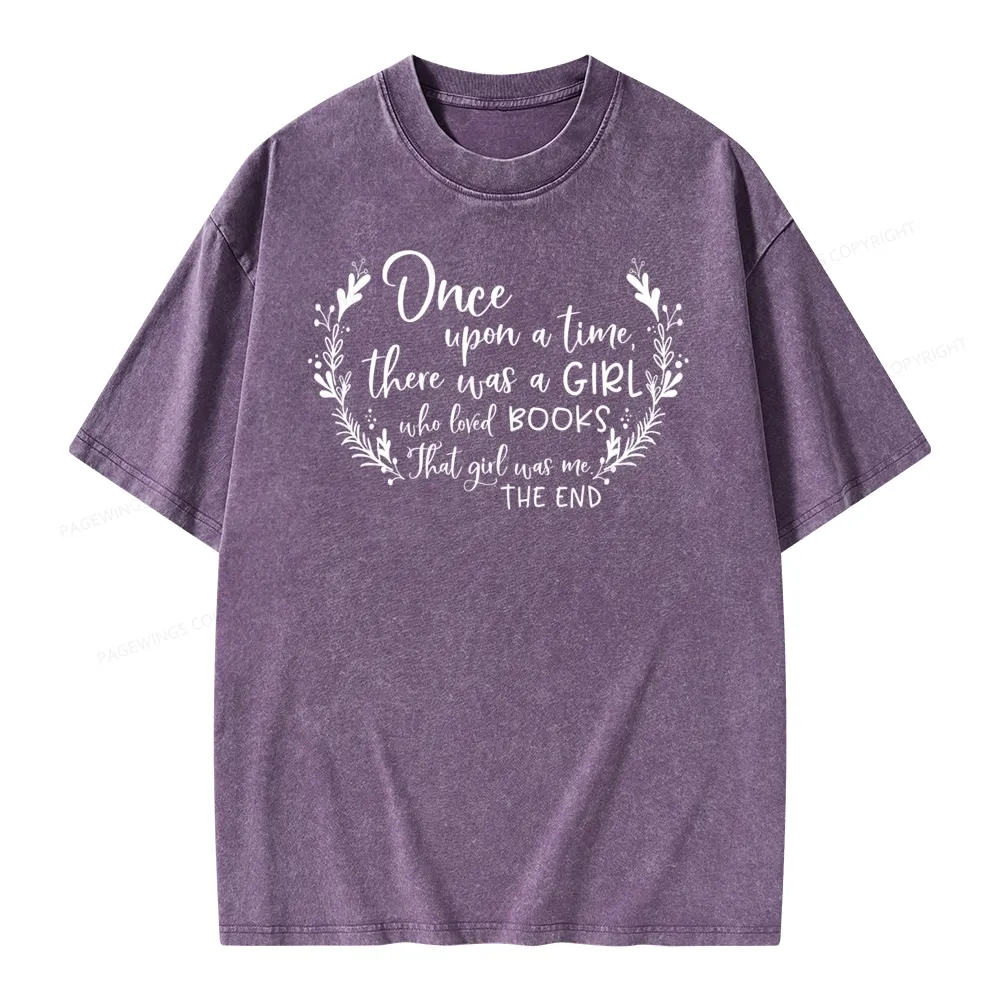 Pagewings There Was A Girl Who Loved Books Unisex Washed T-shirt