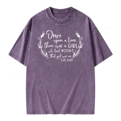 Pagewings There Was A Girl Who Loved Books Unisex Washed T-shirt