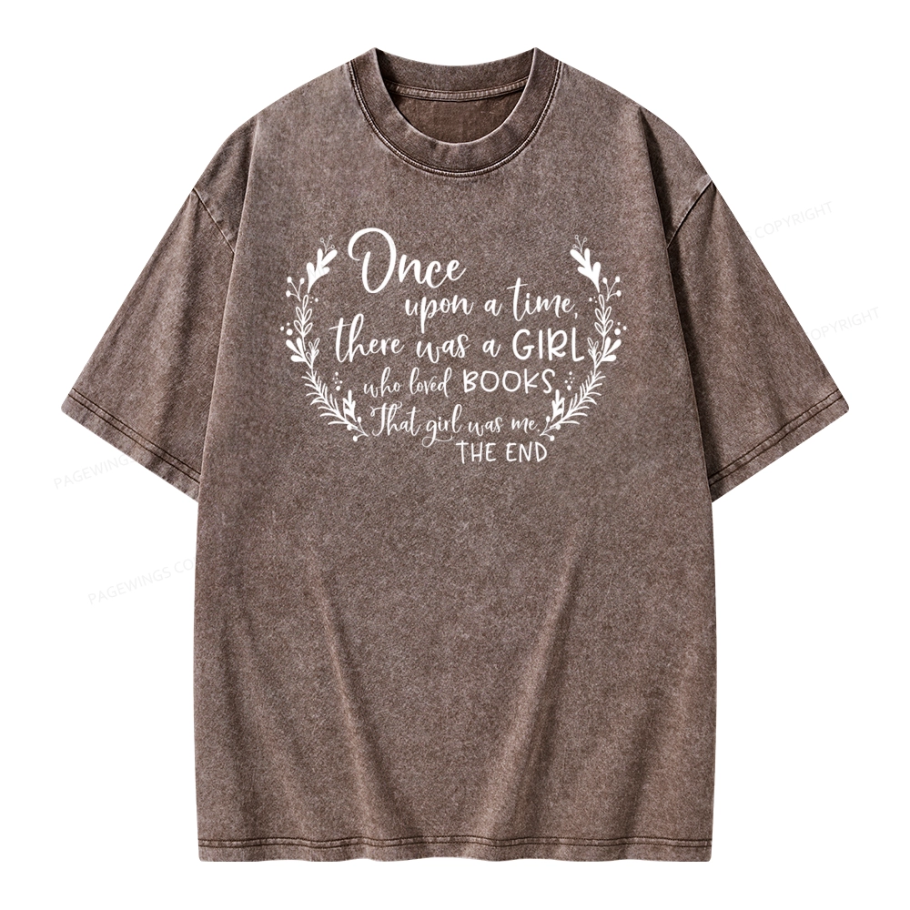 Pagewings There Was A Girl Who Loved Books Unisex Washed T-shirt
