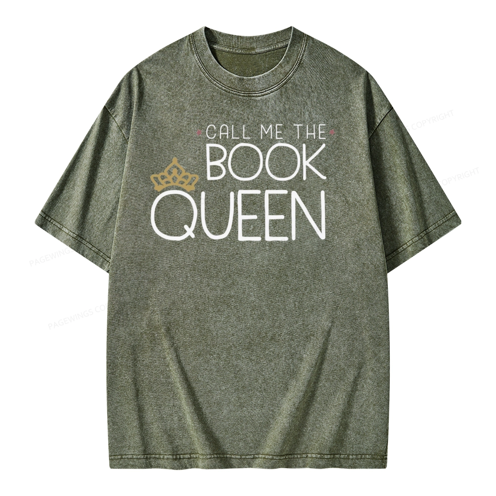 Pagewings Call Me The Book Queen Unisex Washed T-shirt