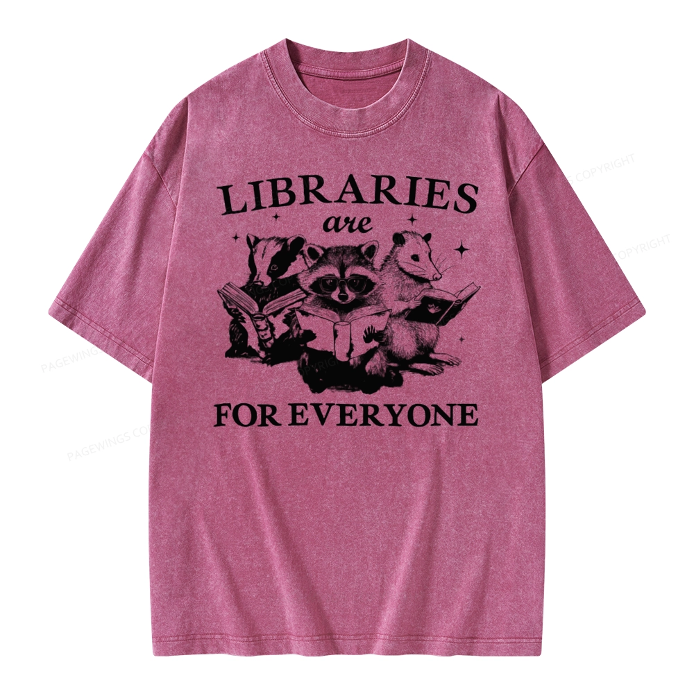 Pagewings Libraries Are For Everyone Unisex Washed T-shirt