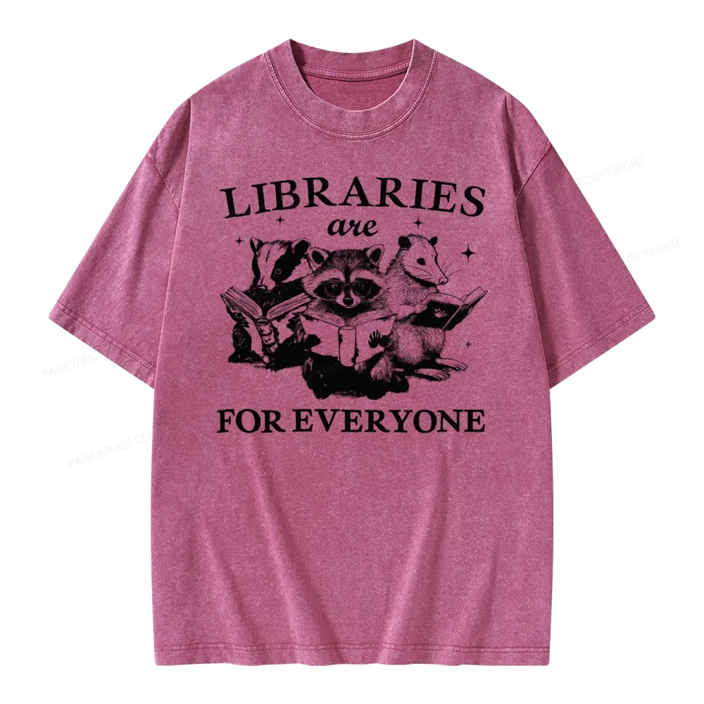 Pagewings Libraries Are For Everyone Unisex Washed T-shirt