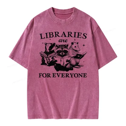 Pagewings Libraries Are For Everyone Unisex Washed T-shirt