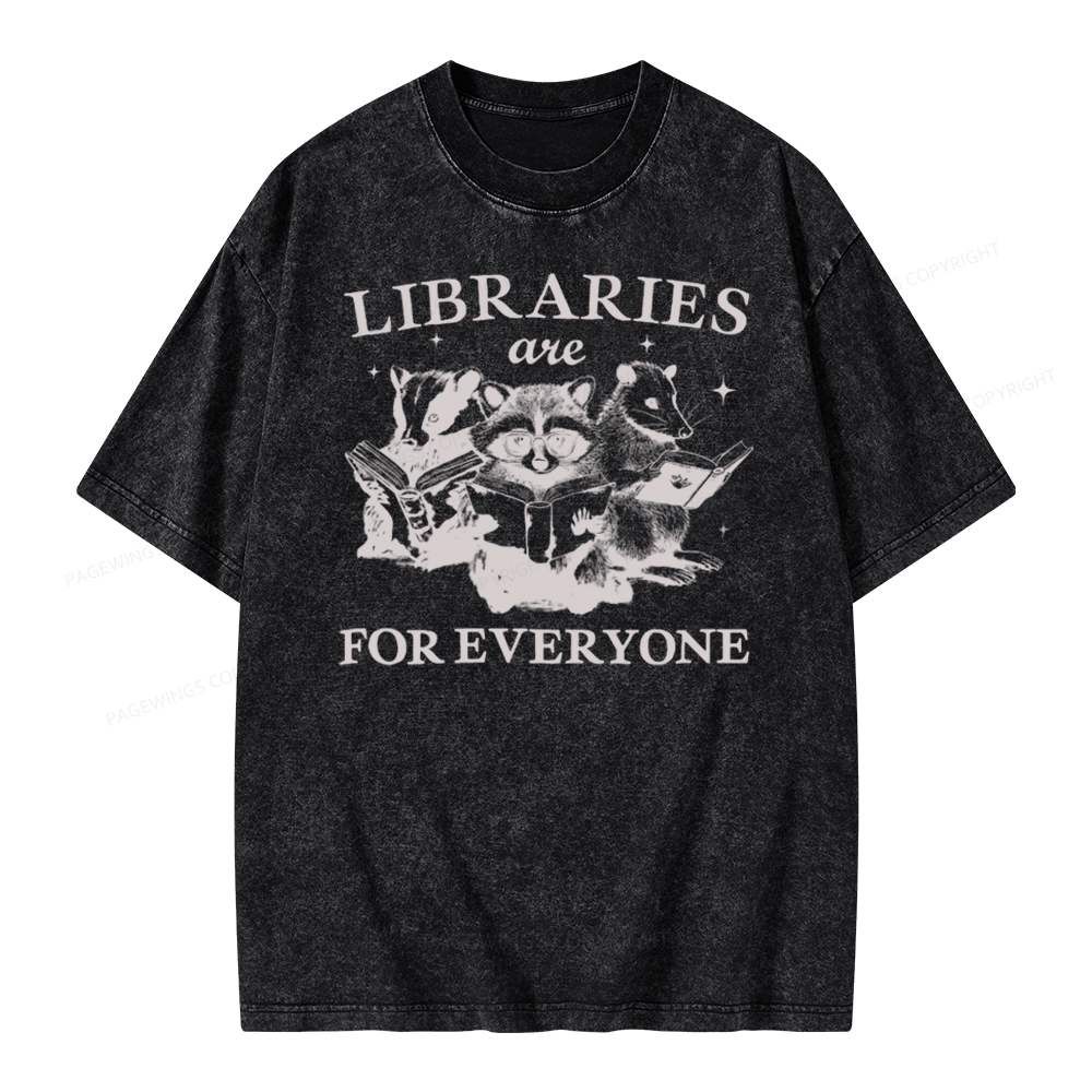 Pagewings Libraries Are For Everyone Unisex Washed T-shirt