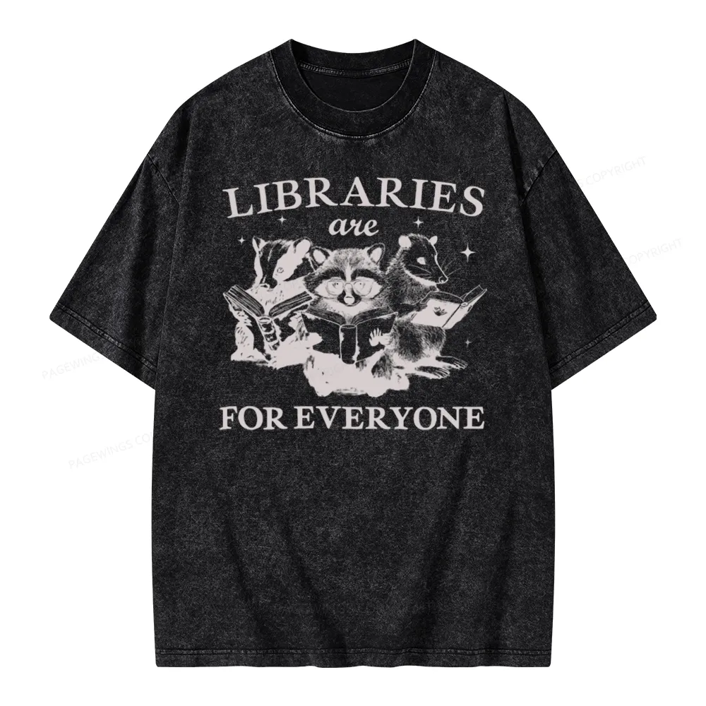 Pagewings Libraries Are For Everyone Unisex Washed T-shirt