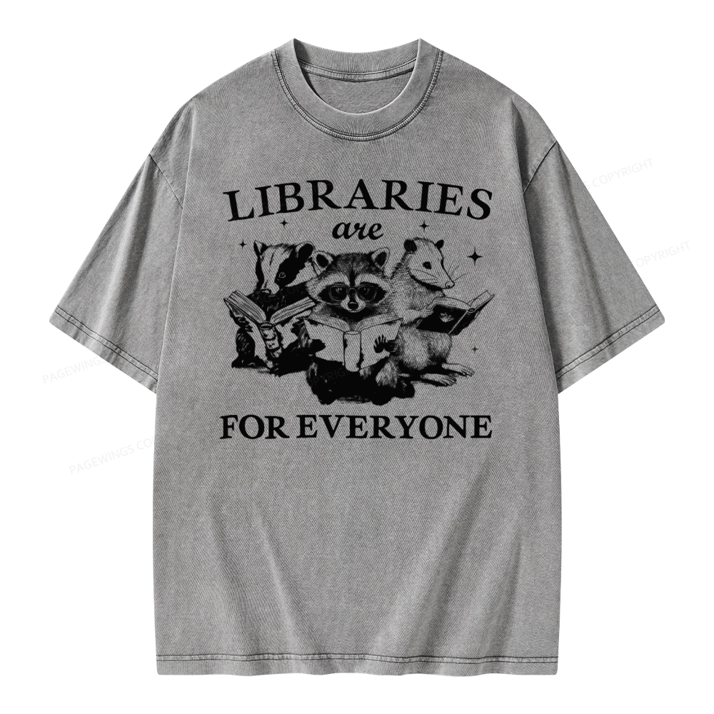 Pagewings Libraries Are For Everyone Unisex Washed T-shirt