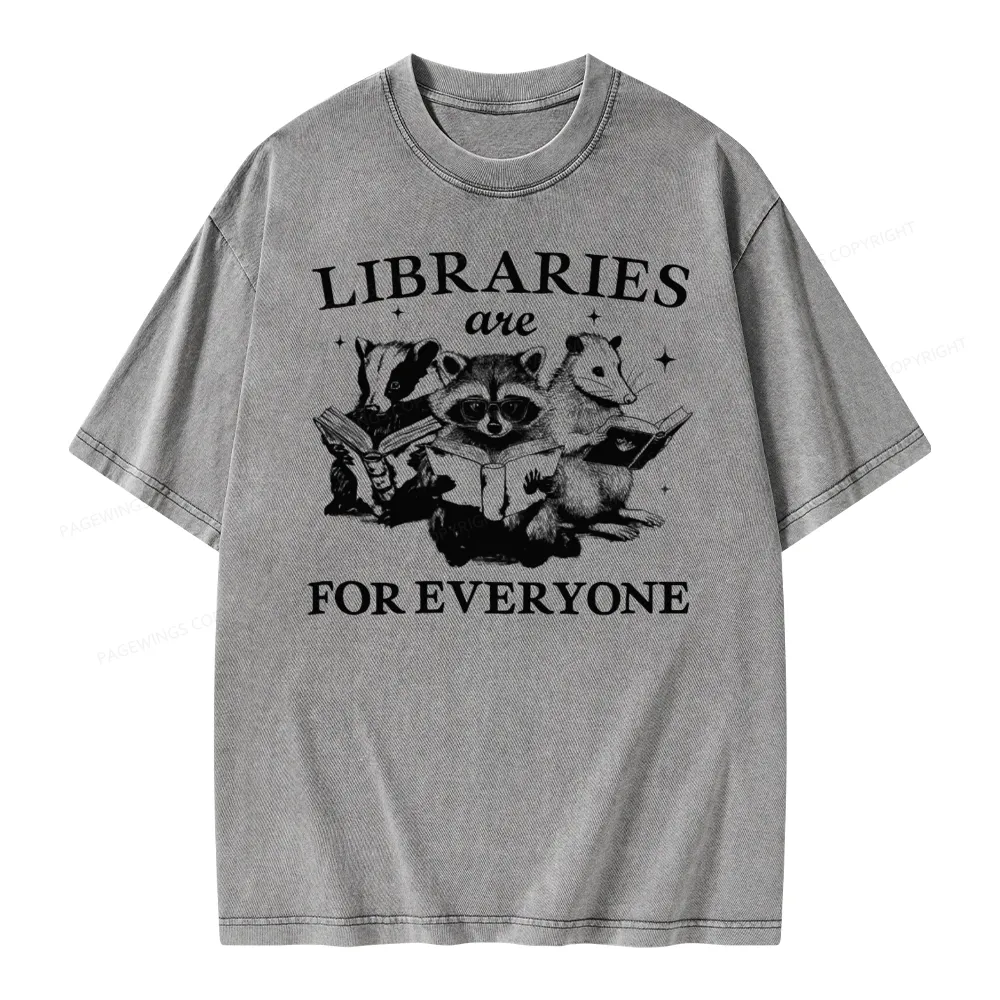 Pagewings Libraries Are For Everyone Unisex Washed T-shirt