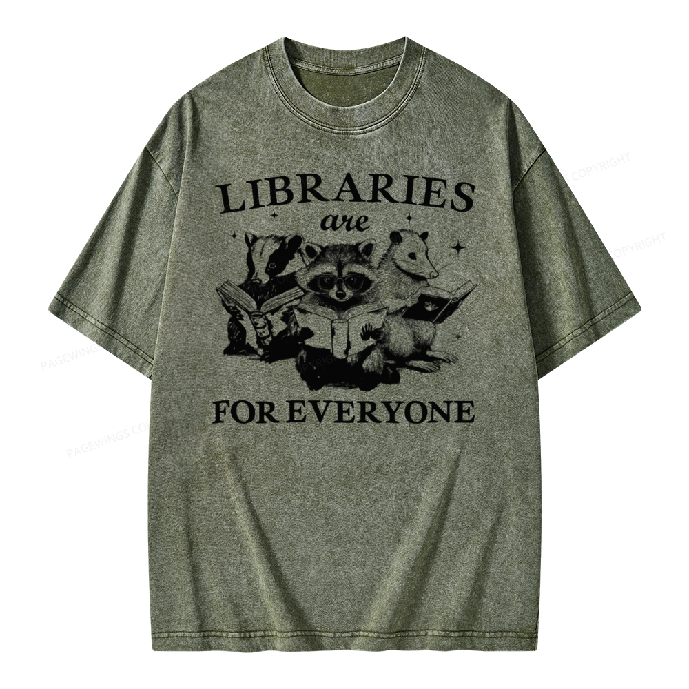 Pagewings Libraries Are For Everyone Unisex Washed T-shirt