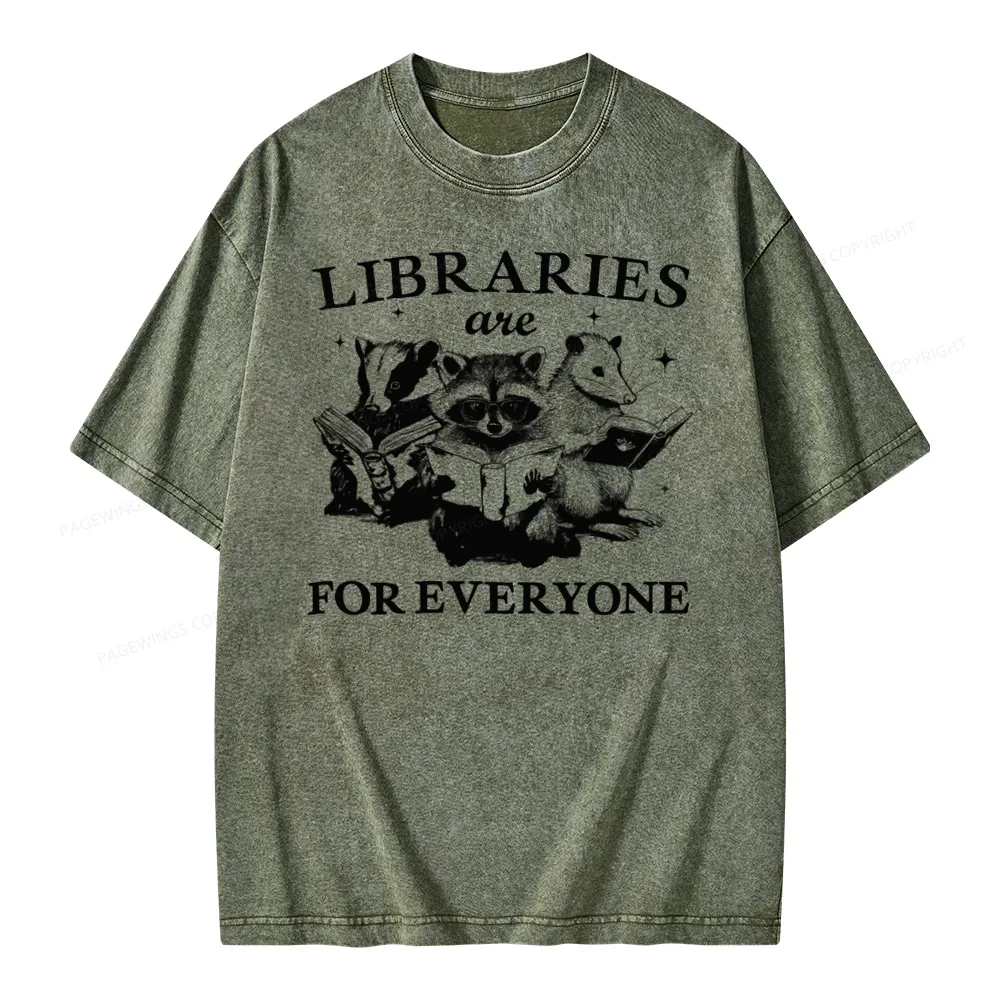 Pagewings Libraries Are For Everyone Unisex Washed T-shirt