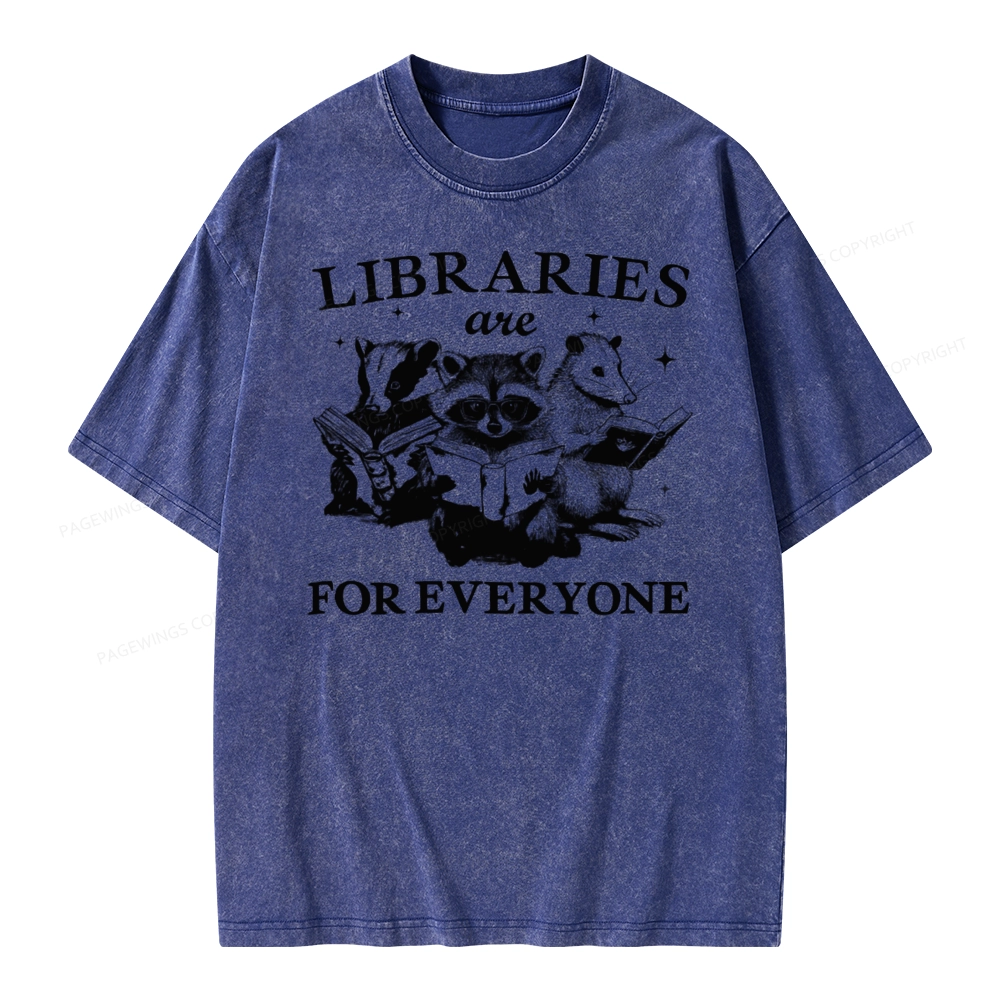 Pagewings Libraries Are For Everyone Unisex Washed T-shirt