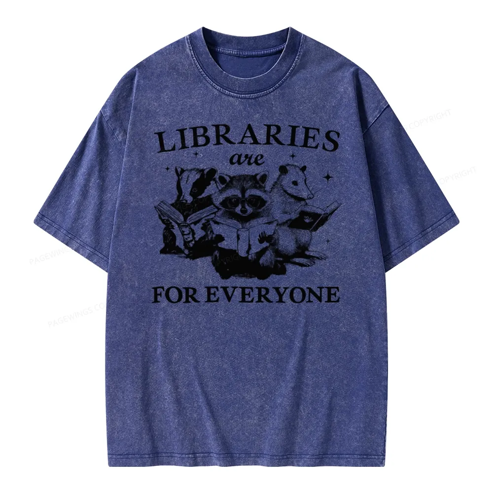 Pagewings Libraries Are For Everyone Unisex Washed T-shirt