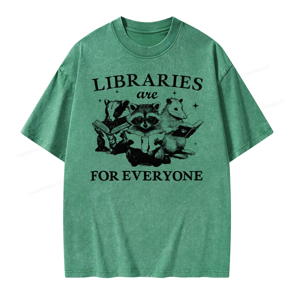Pagewings Libraries Are For Everyone Unisex Washed T-shirt