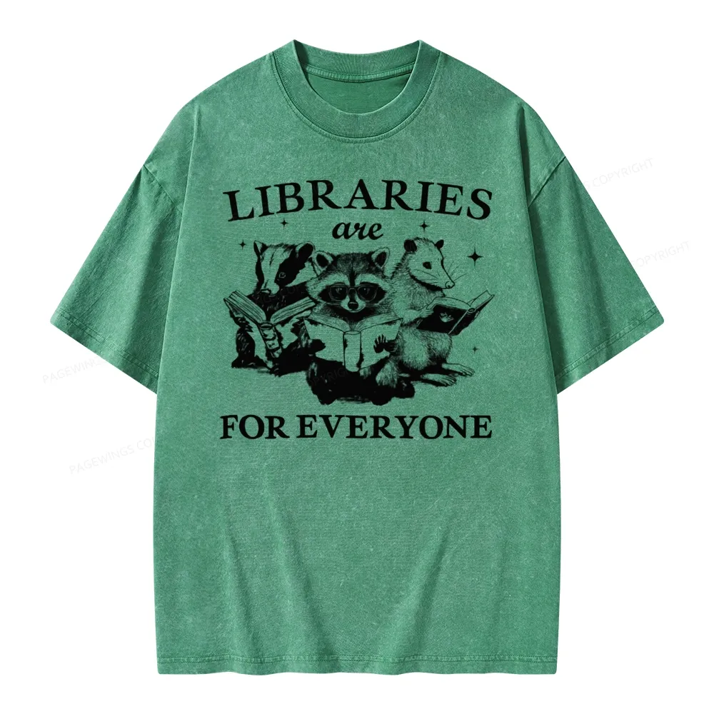 Pagewings Libraries Are For Everyone Unisex Washed T-shirt