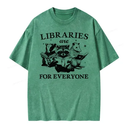Pagewings Libraries Are For Everyone Unisex Washed T-shirt