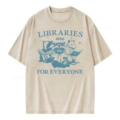 Pagewings Libraries Are For Everyone Unisex Washed T-shirt