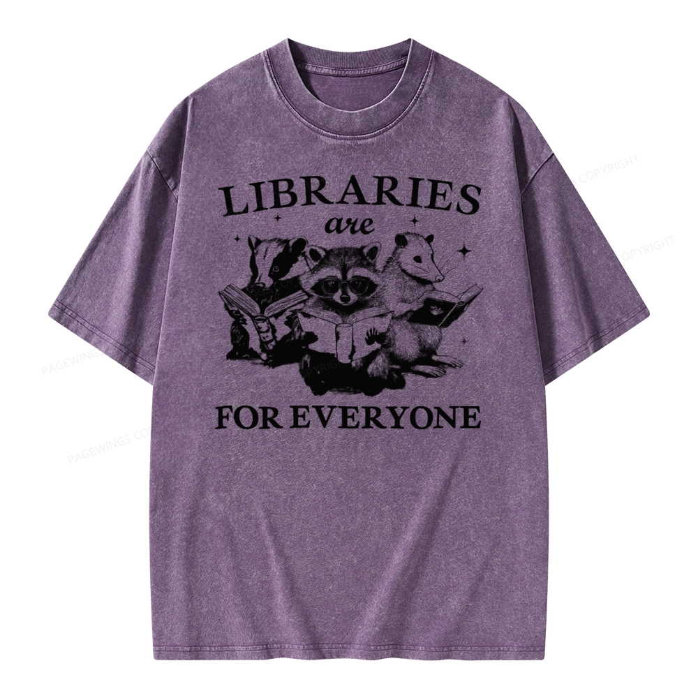 Pagewings Libraries Are For Everyone Unisex Washed T-shirt