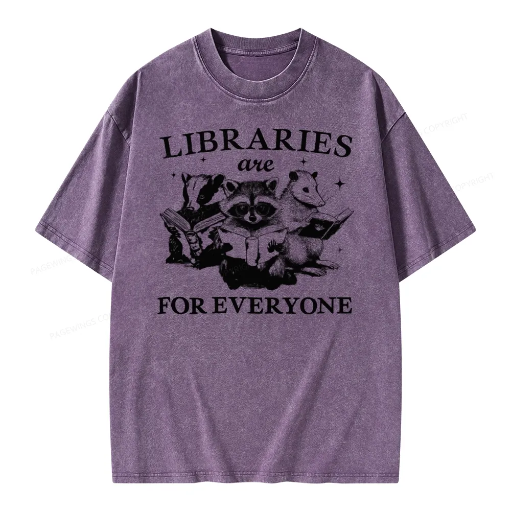 Pagewings Libraries Are For Everyone Unisex Washed T-shirt