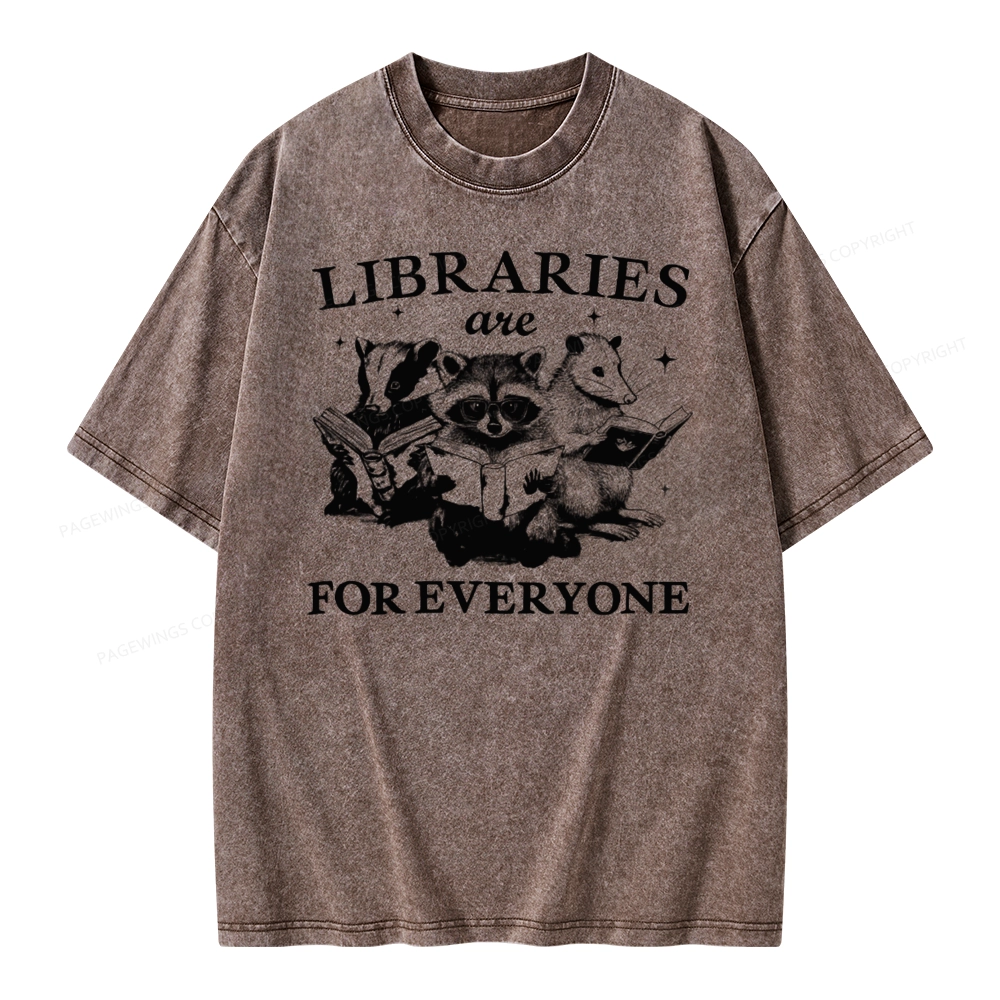 Pagewings Libraries Are For Everyone Unisex Washed T-shirt