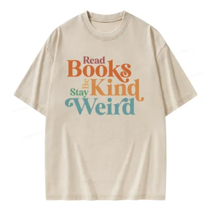 Pagewings Read Books Be Kind Stay Weird Unisex Washed T-shirt