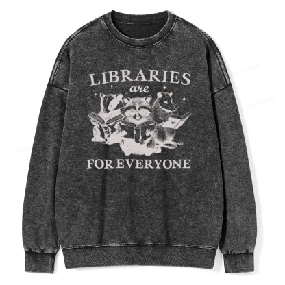 Pagewings Libraries Are For Everyone Unisex Washed Sweatshirt