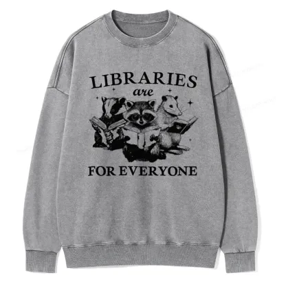 Pagewings Libraries Are For Everyone Unisex Washed Sweatshirt