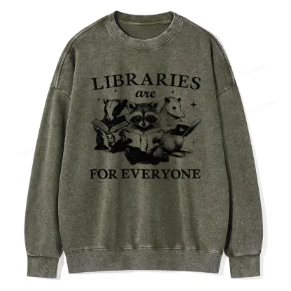 Pagewings Libraries Are For Everyone Unisex Washed Sweatshirt