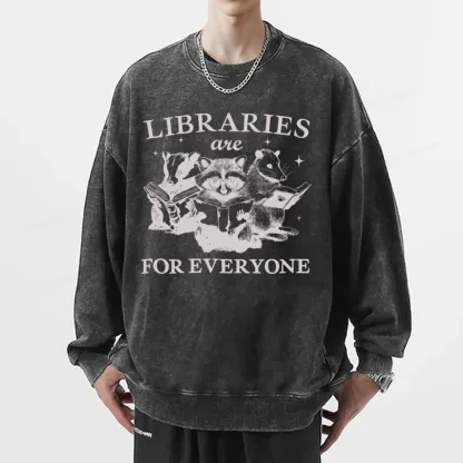 Pagewings Libraries Are For Everyone Unisex Washed Sweatshirt